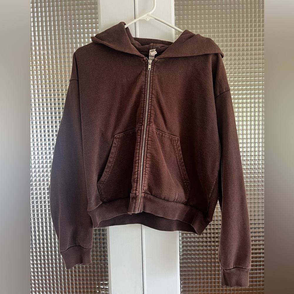 Los Angeles Apparel Brown Zip Up Hoodie Sweatshirt